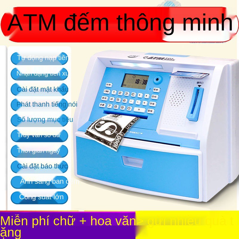 Mật khẩu Con heo đất dành cho trẻ em Máy ATM cất giữ chống rơi gửi và rút tiền tự động Quà tặng sinh nhật an toàn