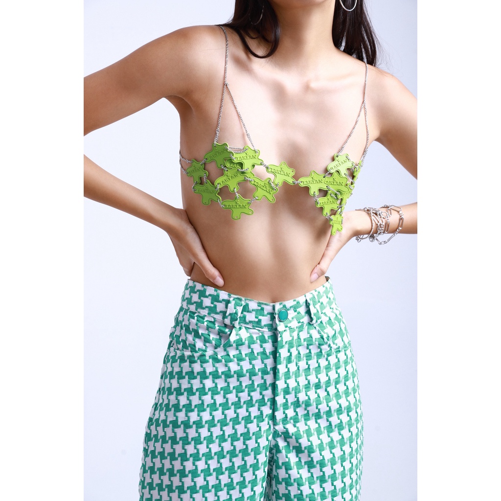 TARTAN - Green Houndstooth Pattern - Quần dài họa tiết nổi bật