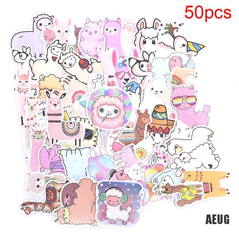 Bộ 50 Sticker Hình Lạc Đà Alpaca Dễ Thương Dùng Trang Trí Laptop Ván Trượt