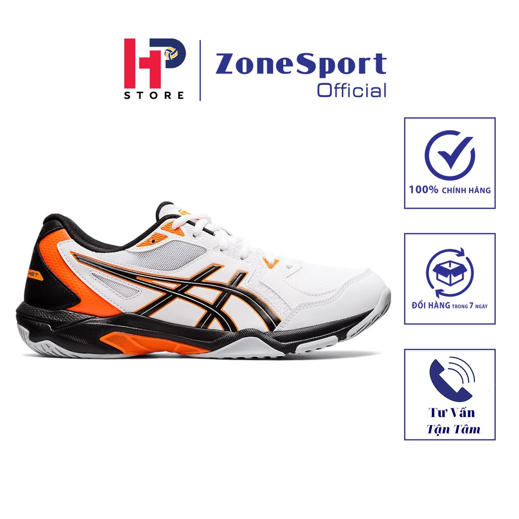 Giày Asics Gel Rocket 10 Trắng Cam - Giày Chuyên Bóng Chuyền, Cầu Lông, Tennis đệm gel hấp thụ sốc, đàn hồi, giảm chấn