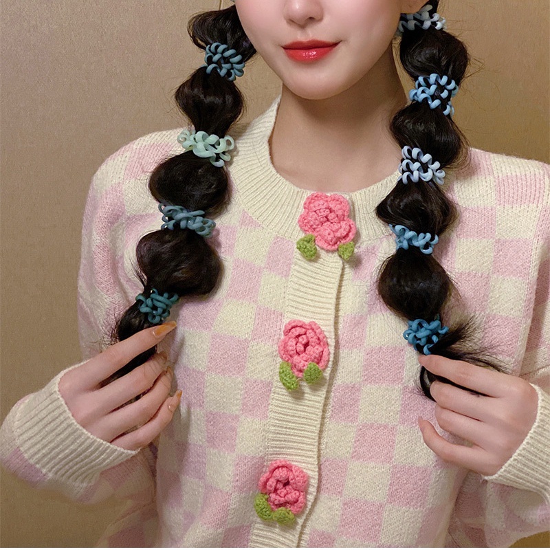 Set 6 Dây Buộc Tóc Dạng Lò Xo Thời Trang Hàn Quốc Cho Nữ