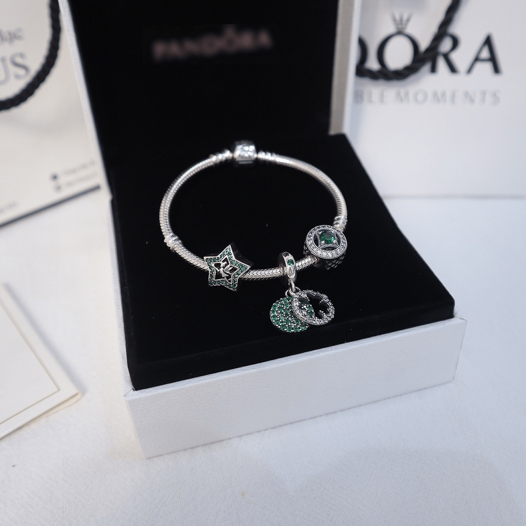 Vòng charm xanh lá mệnh Hỏa- Bạc 925 cao cấp- VENUS005