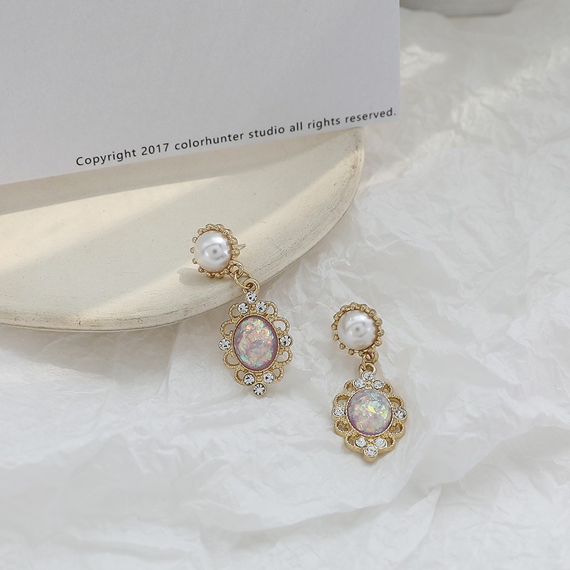 Bông tai phong cách Baroque cổ điển đính đá zircon MS176