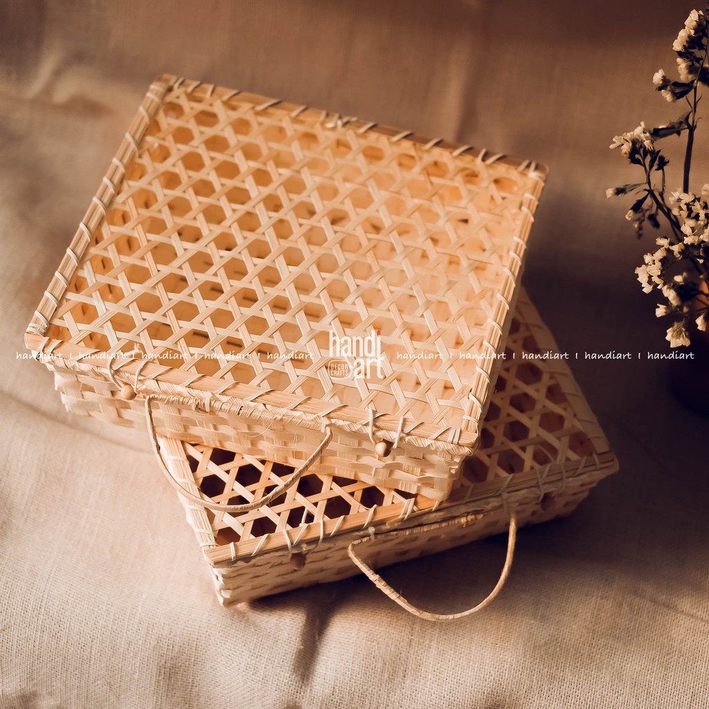 Hộp quà tre đan-hộp tre vuông - Woven bamboo box