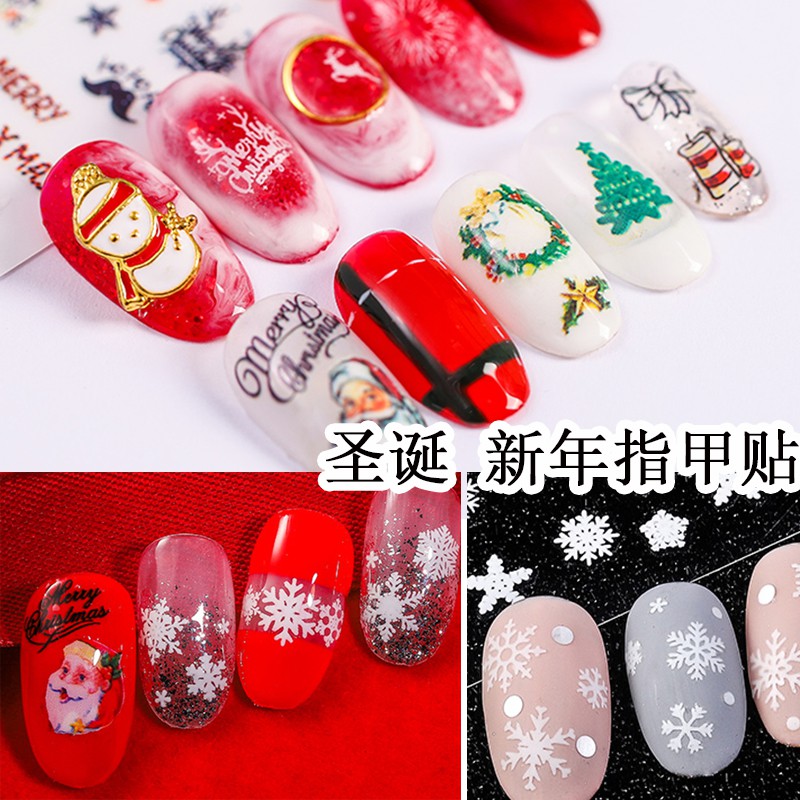 Sticker Noel Ông Già, Bông Tuyết Giáng Sinh Mẫu Mới Trang Trí Móng Nail - Lẻ 1 Cái