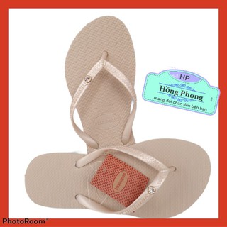 dép nữ havanas đính hạt màu xám đế xốp cao su