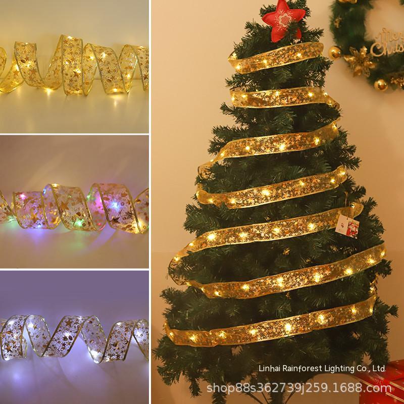 Cuộn Dây Ruy Băng Trang Trí Giáng Sinh Có Đèn LED