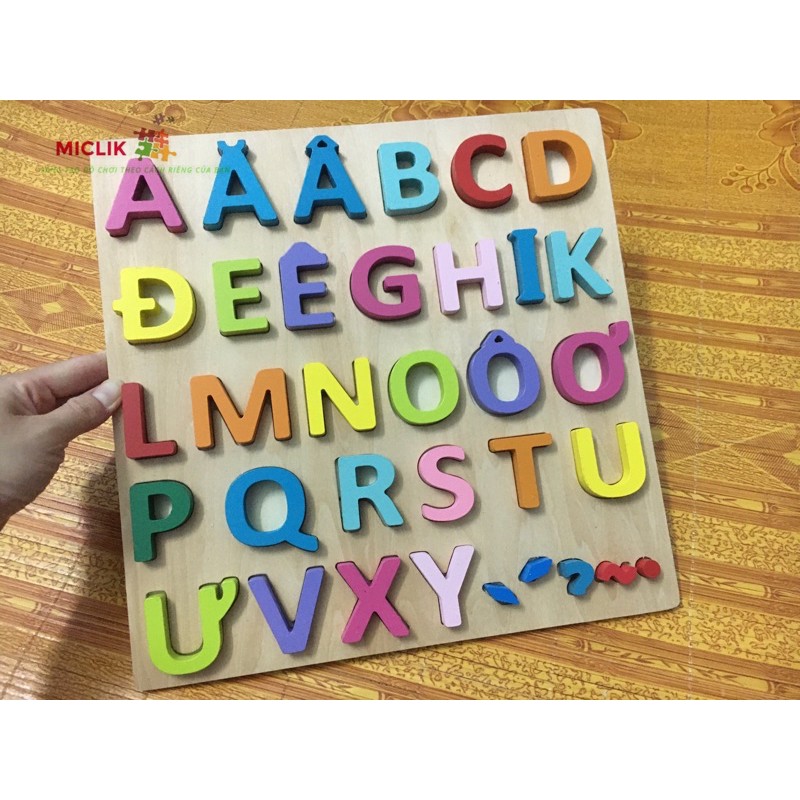 Bảng Chữ Cái Tiếng Việt Nổi Bằng Gỗ MICLIK - Đồ Chơi Thông Minh Montessori Cho Bé