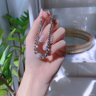 Lắc bi kèm châu full đá mạ bạch kim