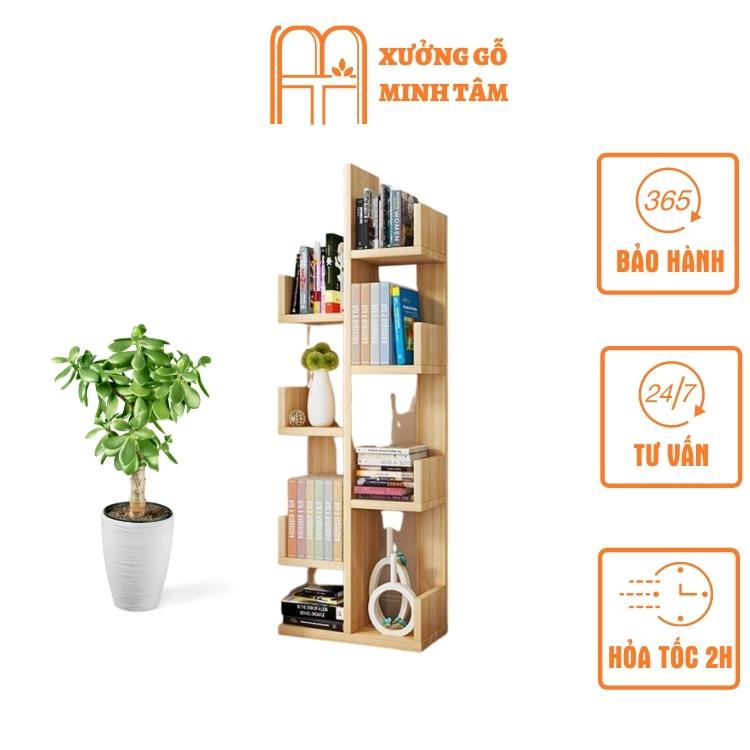 Kệ sách xương rồng gỗ MDF cao cấp, 8 ngăn , kích thước 120x50x20cm l Kệ sách gỗ hình cây chất liệu MDF có sẵn ốc vít