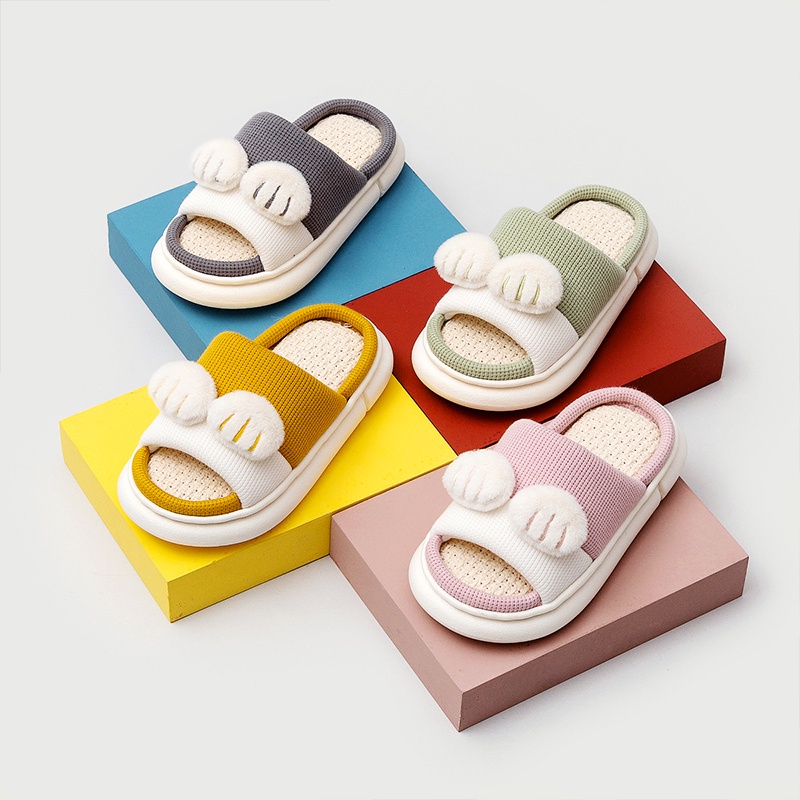 Dép đi trong nhà Cheerful Mario bằng cotton linen chống trượt thiết kế 2022 mới cho trẻ nhỏ