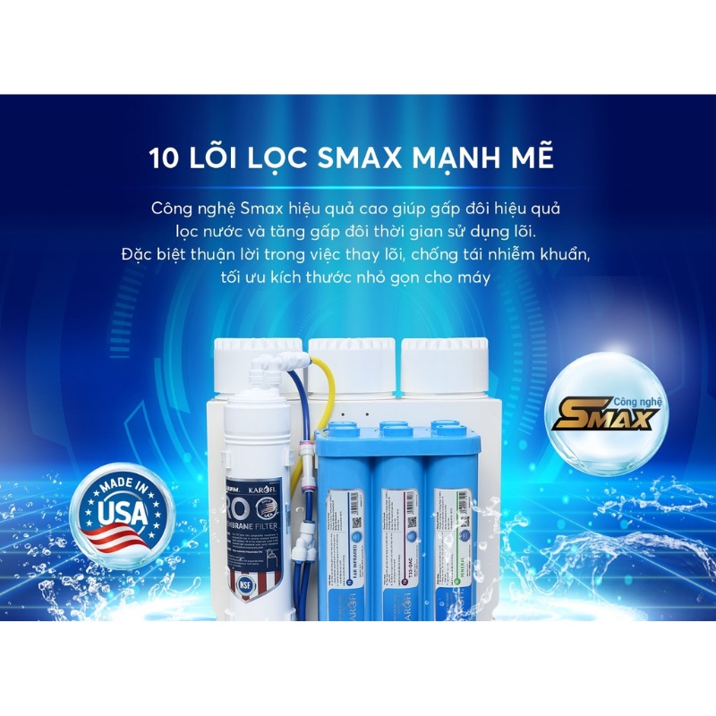 [FREESHIP HCM] Máy Lọc Nước Karofi KAQ-U05 Để Gầm, Không Tủ - 10 Lõi Lọc - Bảo Hành 3 Năm