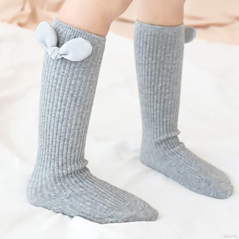 Vớ cotton dài đính nơ dễ thương giữ ấm chân dành cho bé gái