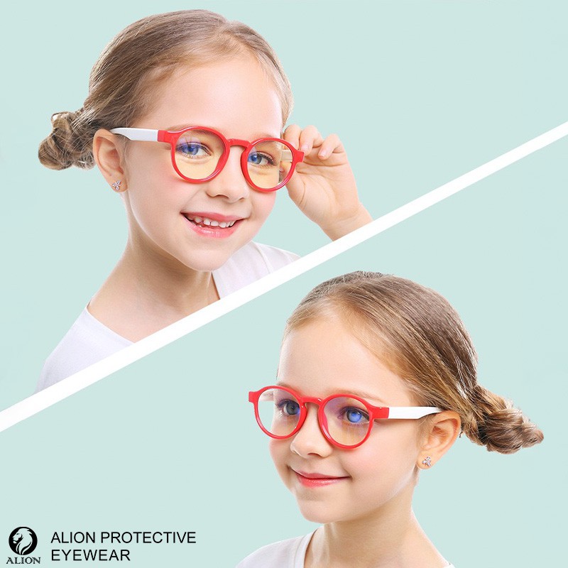 Mắt kính LUSEEN AG3203 gọng tròn chống tia bức xạ/ chống ánh sáng xanh kèm hộp đựng bảo vệ cho trẻ em