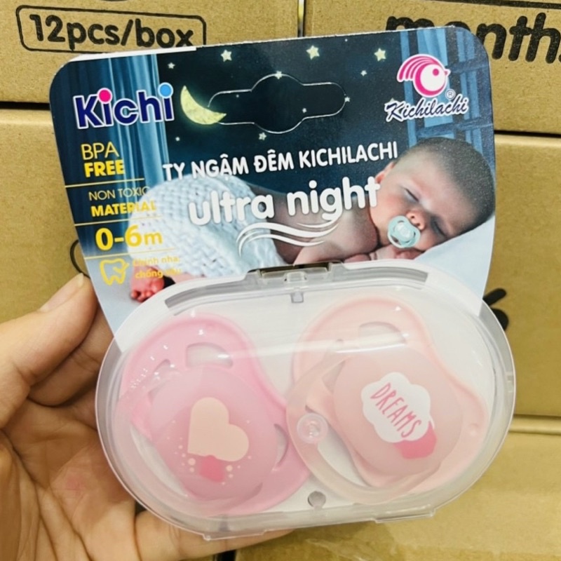 Ti giả Kichi Ultra Air chỉnh nha, thông khí, đầu dẹt siêu mềm cho bé [Hàng chính hãng]