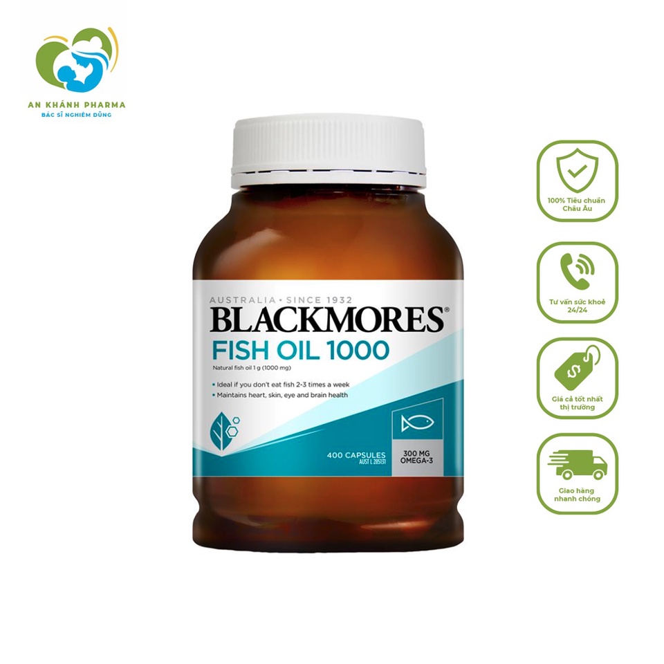 Dầu cá Blackmores Fish Oil 1000mg 400 viên tự nhiên nhập khẩu từ Úc