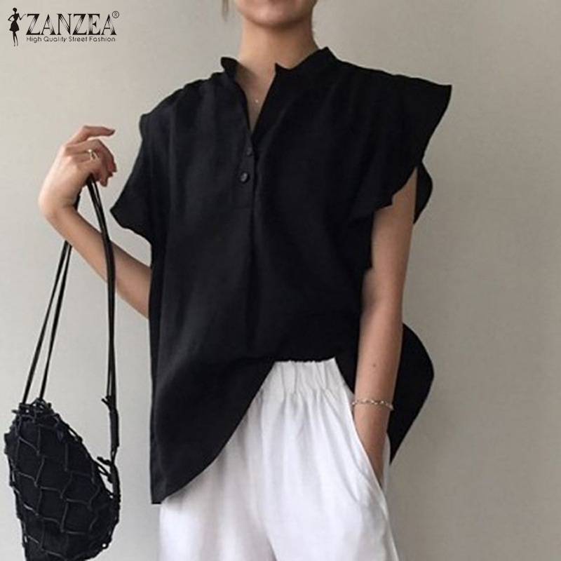 Áo Kiểu ZANZEA Không Tay Cổ Chữ V Màu Trơn Thời Trang Cho Nữ | BigBuy360 - bigbuy360.vn