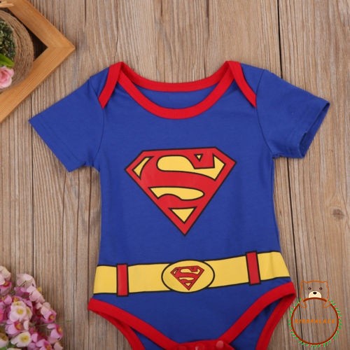 Bộ Áo Liền Quần In Hình Superman Cho Bé Trai