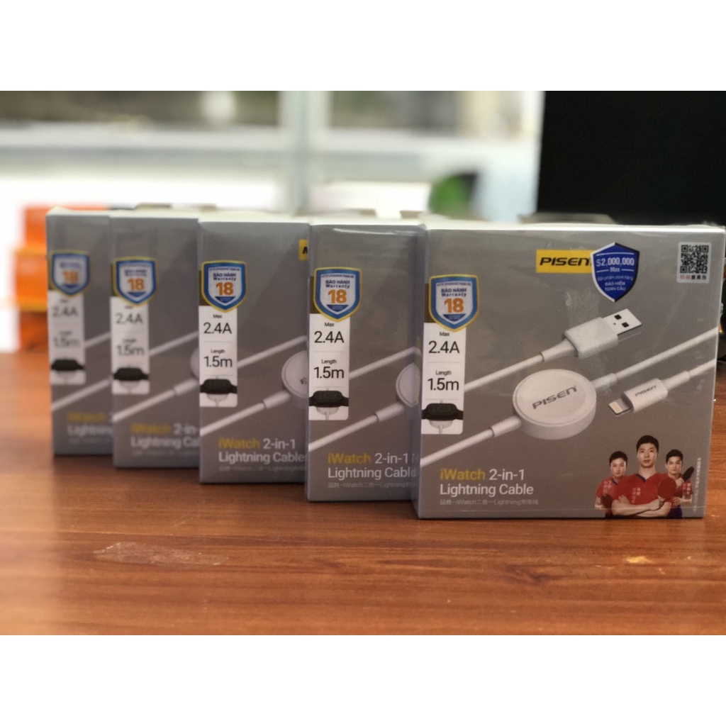 Cáp Sạc Pisen 2 in 1/Cáp sạc nhanh Wiwu Type C M10 cho IPhone IPad sạc không dây cho Apple watch