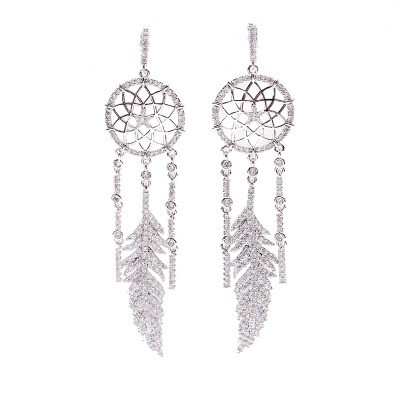 Đôi bông tai dáng dài hình chuông gió Dreamcatcher xinh xắn cho nữ