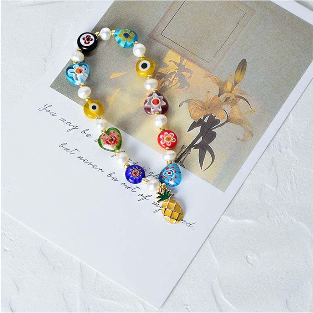 Vòng Tay Chuỗi Hạt Phối Mặt Hình Hoa May Mắn Nhiều Màu Sắc WMES15H