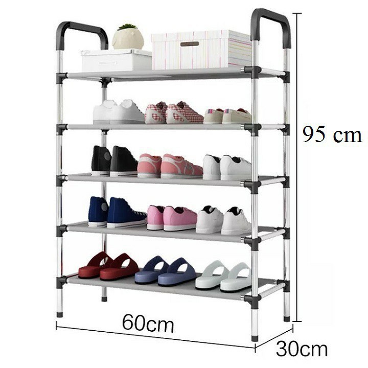Kệ Để Giày Dép 4-5 Tầng Chắc Chắn /Giá Để Giày Dép , Để Đồ Hình Chữ L Kèm 8 Móc Có Thể Tháo Rời 88405
