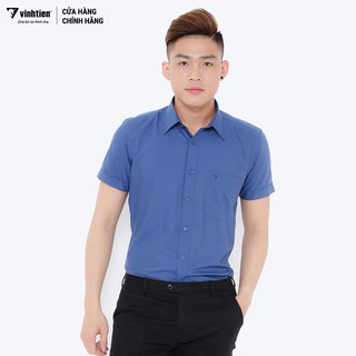 Áo sơ mi ngắn tay màu slimfit 299 Vĩnh Tiến CL1626-1008 xanh biển