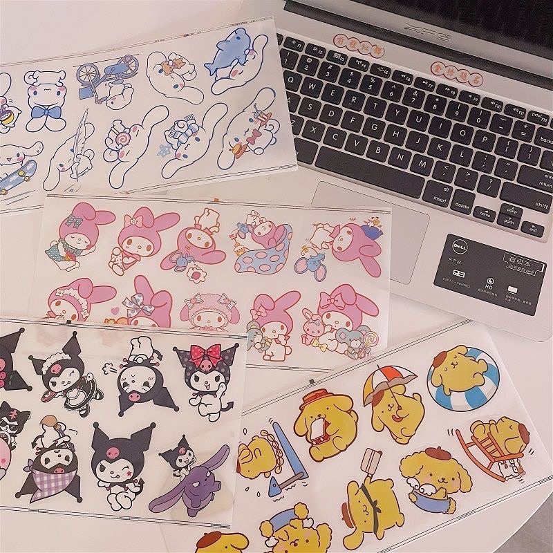 Sticker Dán 10 Hình Lớn Kuromi Melody Cinnamoroll Pompompurin
