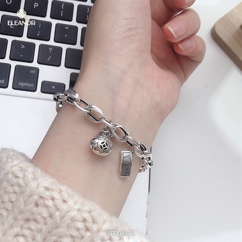 Lắc tay nữ bạc 925 Eleanor Accessories charm túi tiền retro phụ kiện trang sức 4594