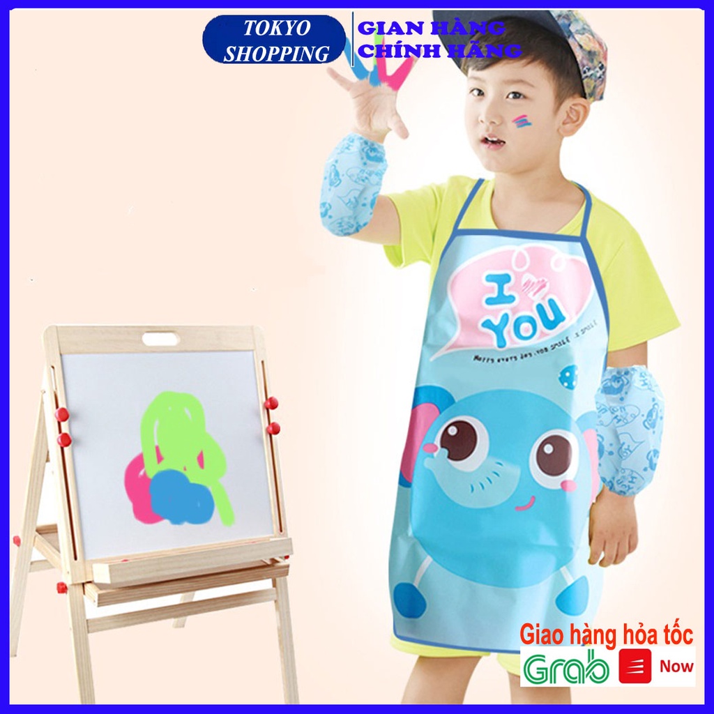 Tạp dề học vẽ, tạp dề làm bếp có bao tay cho bé