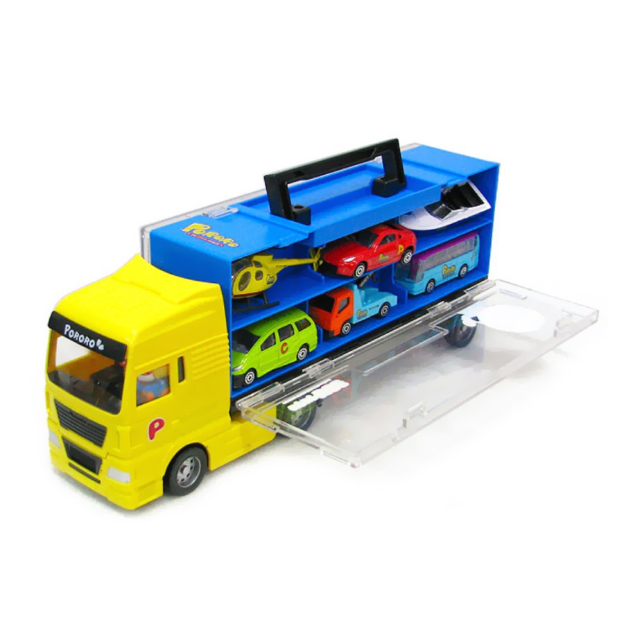 Xe Kéo Pororo Metal Carrier With 6 Mini Cars 35cmx8.5cmx14.3cm