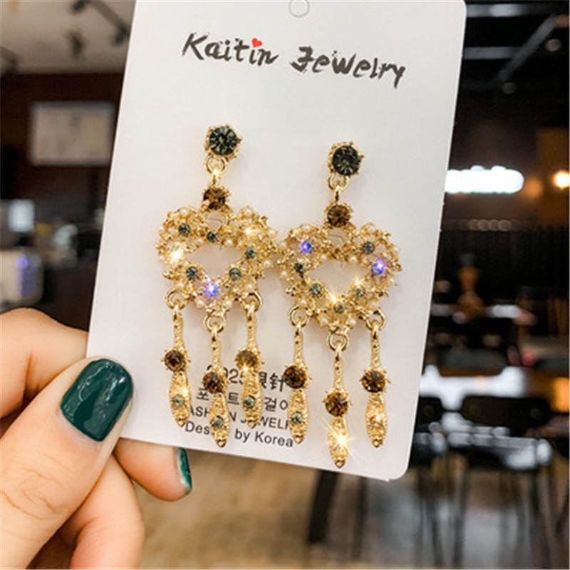 Bông Tai Mạ Bạc 925 Hình Trái Tim Đính Kim Cương