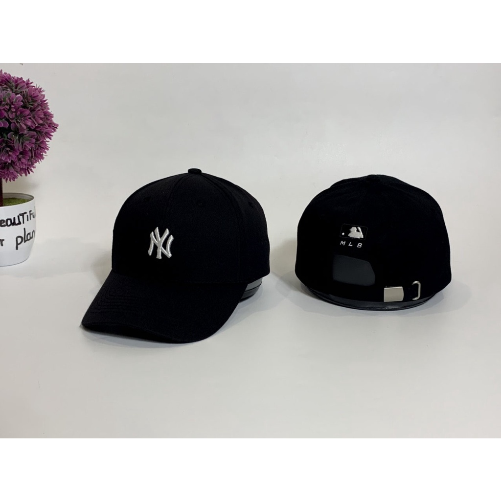 Mũ lưỡi trai NY đen logo thêu trắng chữ nhỏ cá tính dành cho cả nam và nữ full hộp để làm quà tặng