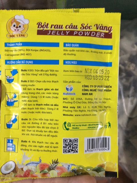 Bột rau câu dẻo giòn gói 12g