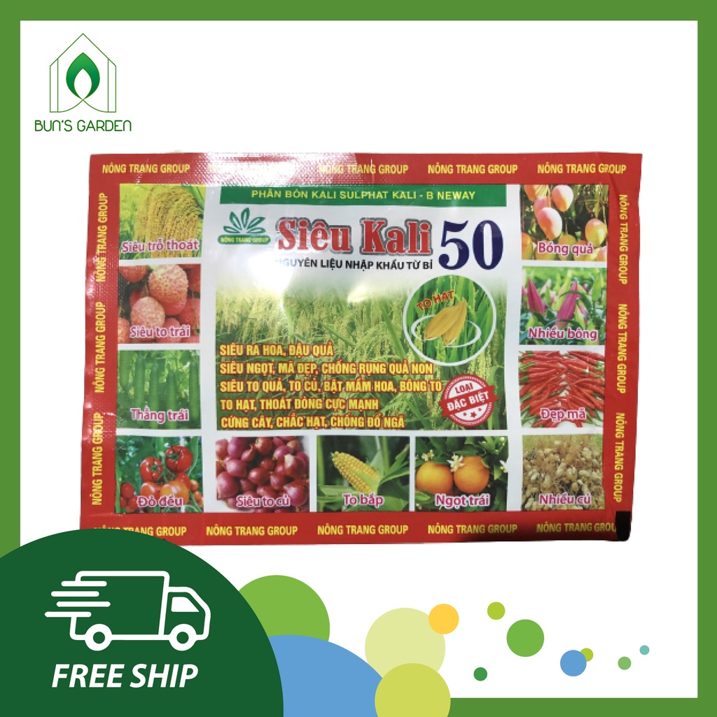 Siêu Kali 50 - siêu ra hoa đậu quả, ngọt quả, mã đẹp, to củ, chắc hạt, chống thối rụng - gói 50g