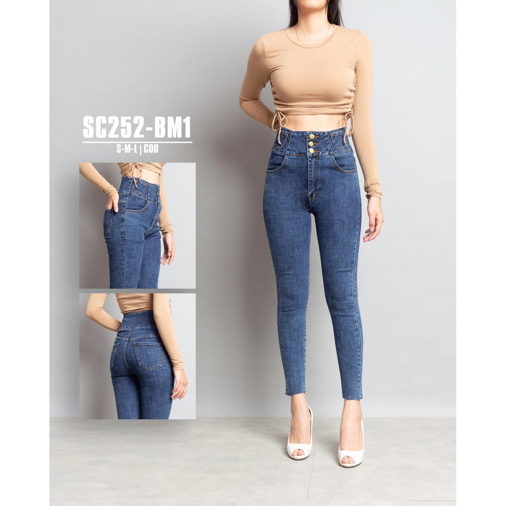 Quần jean nữ lưng cao 2 nút [loại1] QJ829