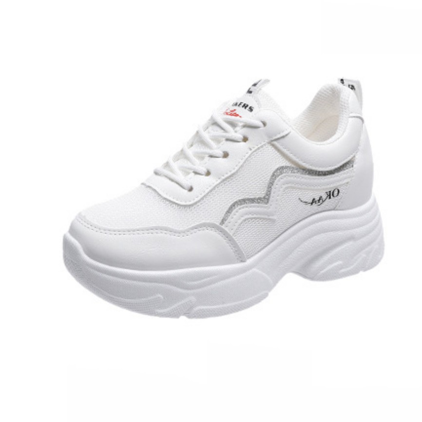 Giày thể thao nữ , giày sneaker nữ độn đế AA OKK  5cm nhũ lấp lánh đường viền đế sóng hàng cao cấp cực đẹp và êm chân