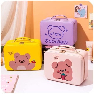 Cốp Da đựng mỹ phẩm hình gấu cute, Hộp Đựng Đồ Mỹ Phẩm, Hộp Đựng Trang Sức, Hộp Đựng Đồ Trang Điểm, Makeup kèm gương