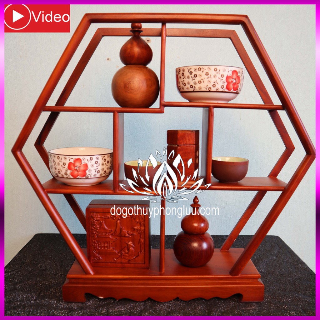 Kệ Mini Gia Dụng Gỗ Gõ Kiểu Dáng Ngũ Giác 40x45 sâu 12