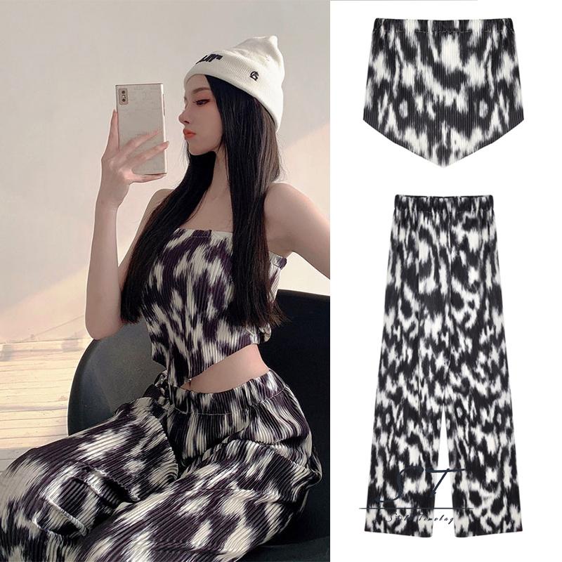 Set Áo Ống + Quần Dài Ống Rộng Nhuộm Màu Thời Trang Nữ