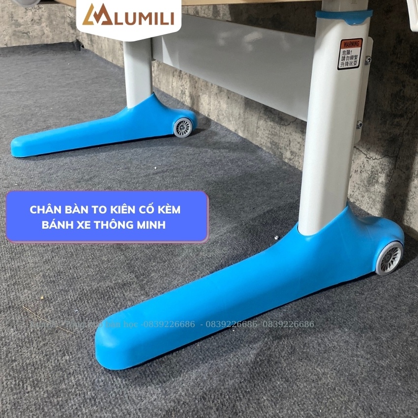 bàn học chống gù chống cận lumili abc mặt gỗ tự nhiên kích thước 60x95cm