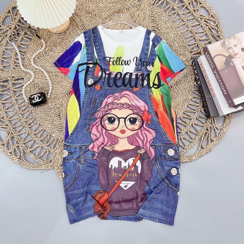 Váy suông giả yếm bé gái