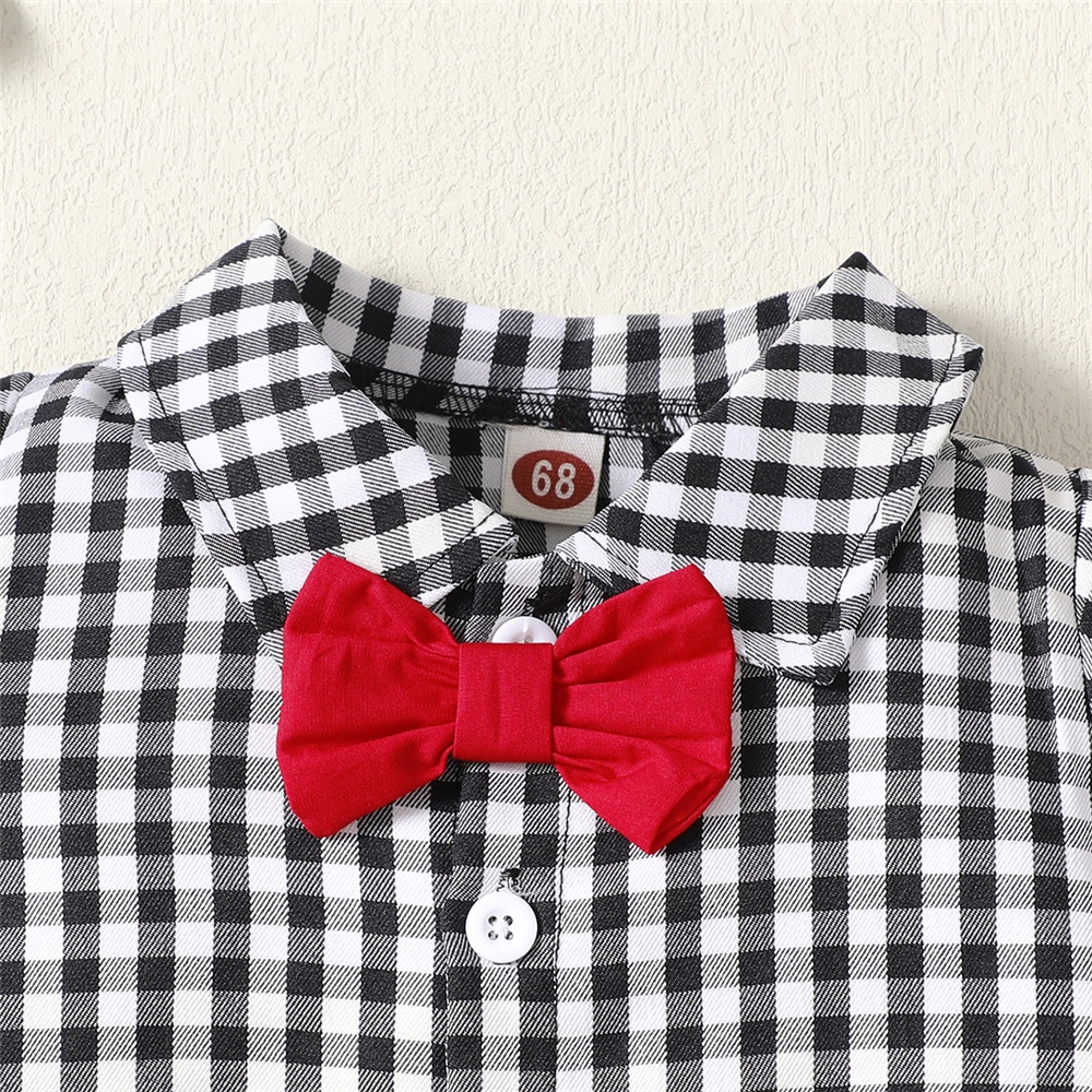 Bộ áo sơ mi tay ngắn kẻ sọc + quần yếm MIKRDOO lịch lãm thời trang mùa hè dành cho bé trai sơ sinh