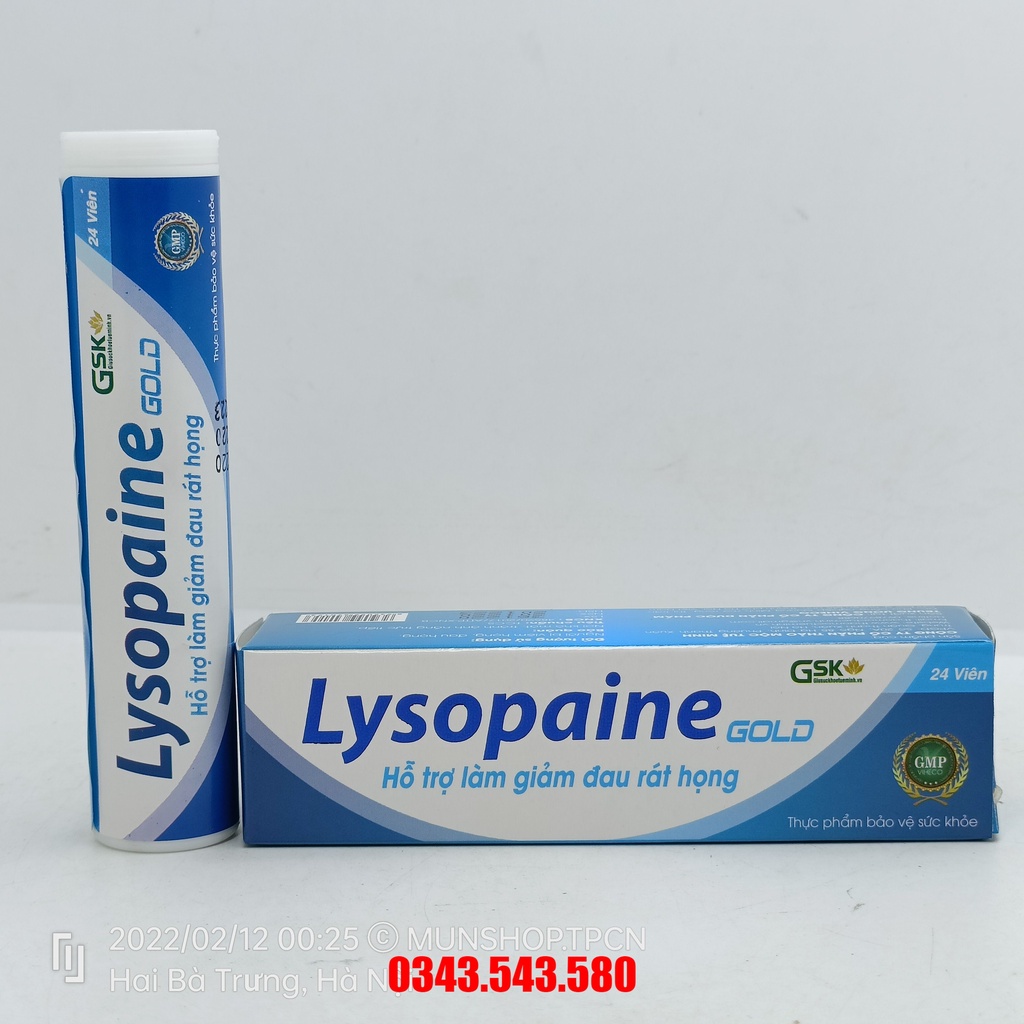 Lysopaine Gold - Hỗ trợ làm giảm đau rát họng tuýp 24 viên