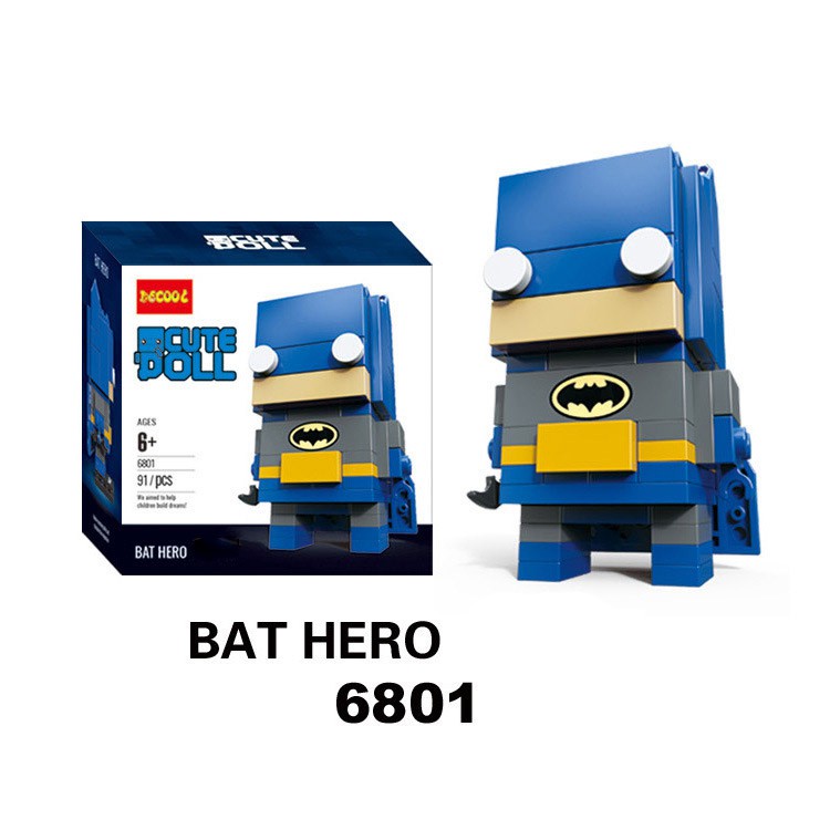 DECOOL 6801-6808 Brick Headz các siêu anh hùng - Đồ chơi Lắp ghép Mini Minifigures Batman Iron Man BrickHeadz