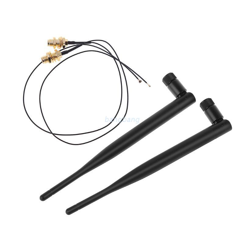 Dây cáp nối dài 2x6Dbi 2.4GHz 5GHz dải kép M.2 IPEX MHF4 U.fl tới ăng ten WiFi RP-SMA cho bộ điều hướng không dây