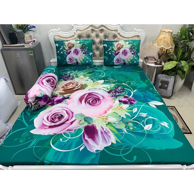 Ga gối thun lạnh 5D cao cấp mẫu hoa( 4 màu)