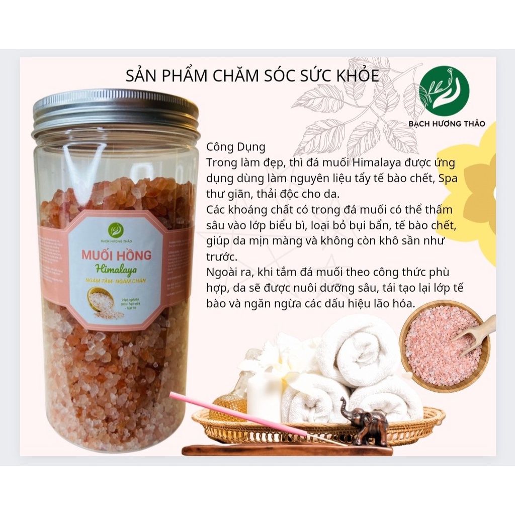 MUỐI HỒNG HIMALAYA - Làm đẹp da- Hạt nghiền mịn- hạt vừa - Hạt to, bạch hương thảo