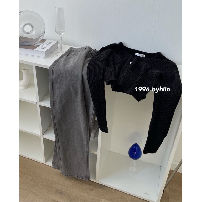 Quần jeans suông xám tro bthe