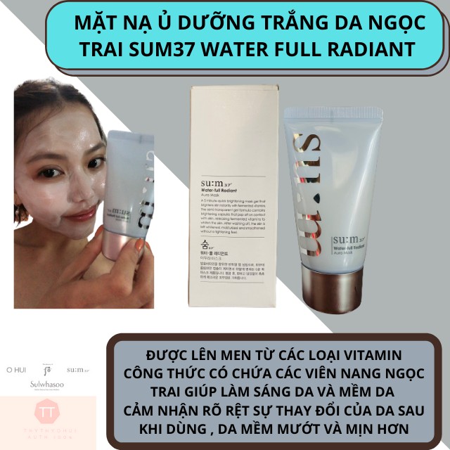 (Dưỡng Trắng Kiềm Dầu] Mặt Nạ ủ Trắng Ngọc Trai Sum 37 Water Full Radiant Aura Mask Dưỡng Trắng Làm Sạch Da Tẩy Da Chết | BigBuy360 - bigbuy360.vn